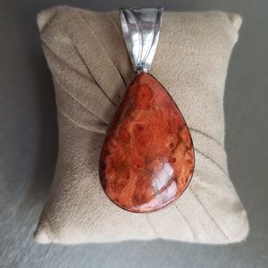 DTR Orange Jasper Sterling Pendant Enhancer